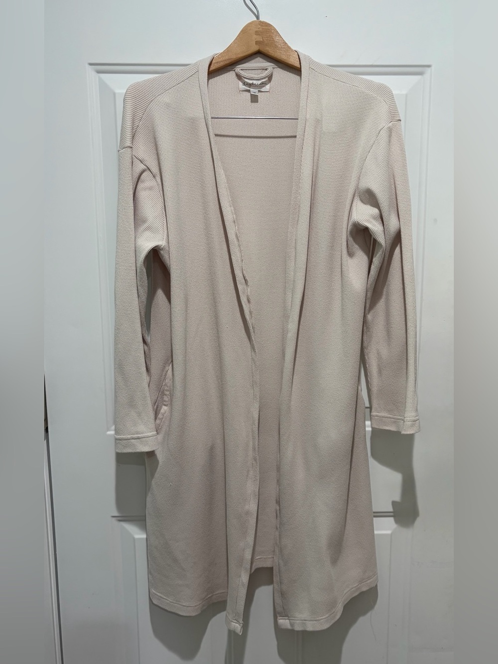 Daydream by Berkshire Homewear Open-Front Long Waffle Robe, Cream- Medium